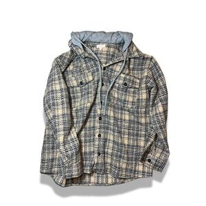 Flannel Hoodie A. Peach Plaid Women Size Large